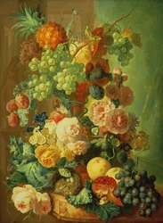 Ainda vida com frutas e flores